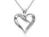 1/20 Carat (ctw I2-I3) Diamond Heart Pendant Necklace in Sterling Silver with Chain
